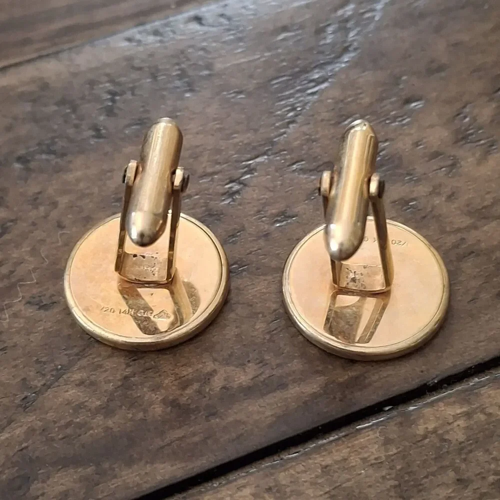 Vintage Anson or Swank Mid-Century 14K Gold Filled Engine Turned Cufflinks